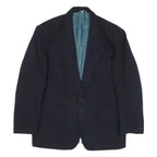 Mens Black Classic Jacket L Polyester Blend Plain Button Closure Tailored Fit