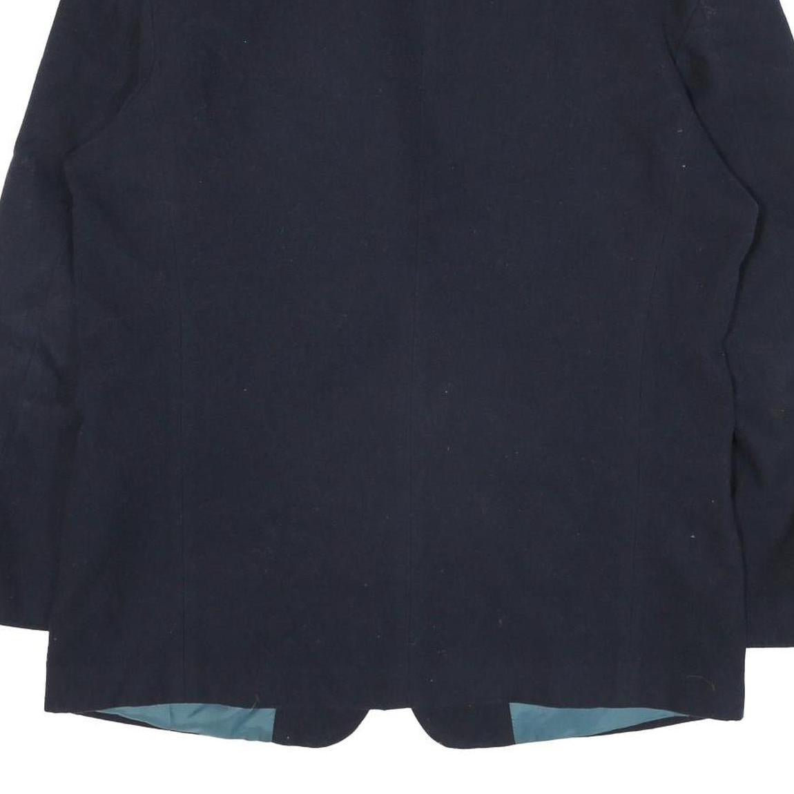 Mens Black Classic Jacket L Polyester Blend Plain Button Closure Tailored Fit