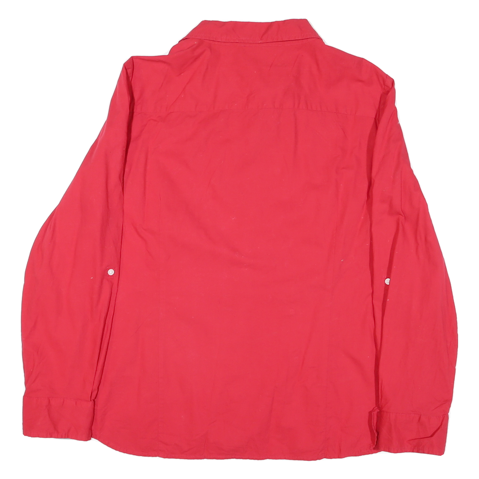 TOMMY HILFIGER Womens Red Cotton Blend Shirt M Button Front Long Sleeve Casual