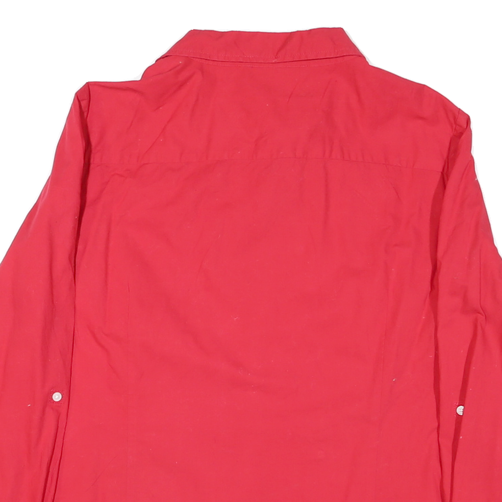 TOMMY HILFIGER Womens Red Cotton Blend Shirt M Button Front Long Sleeve Casual