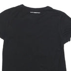 KARL LAGERFELD Womens Black Graphic T-Shirt S Short Sleeve Round Neck Designer