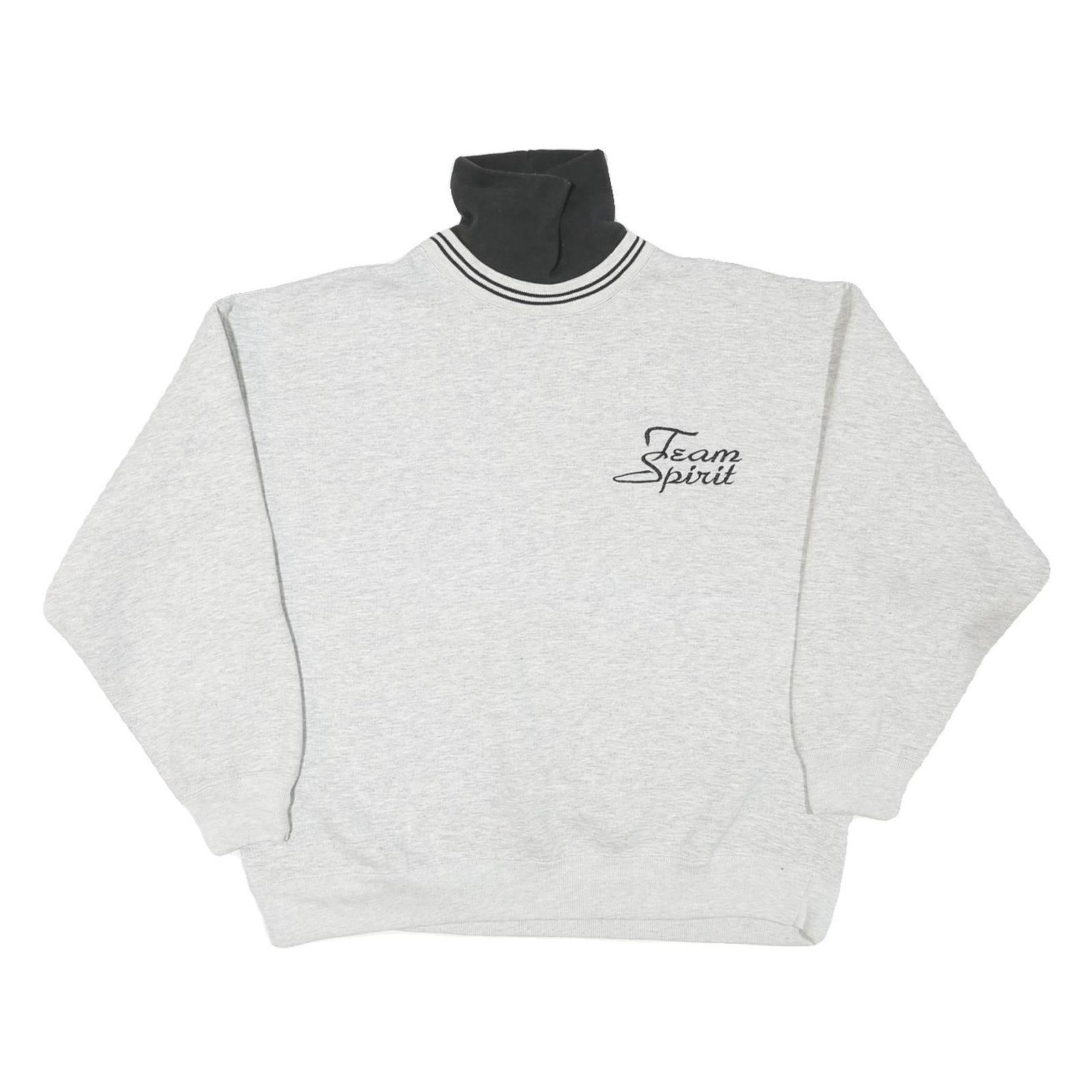 WOE Mens Grey & Black Sweatshirt Roll Neck XL Team Spirit Casual Pullover