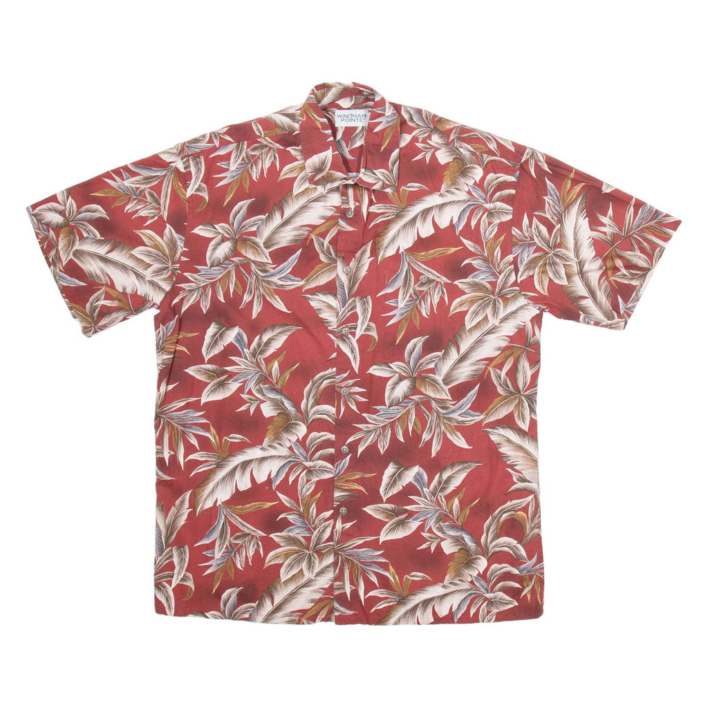 WINDHAM POINTE Mens Hawaiian Shirt Red Floral M
