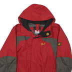 JACK WOLFSKIN Mens Red & Grey Outdoor Jacket M Polyester Waterproof Hooded Zip