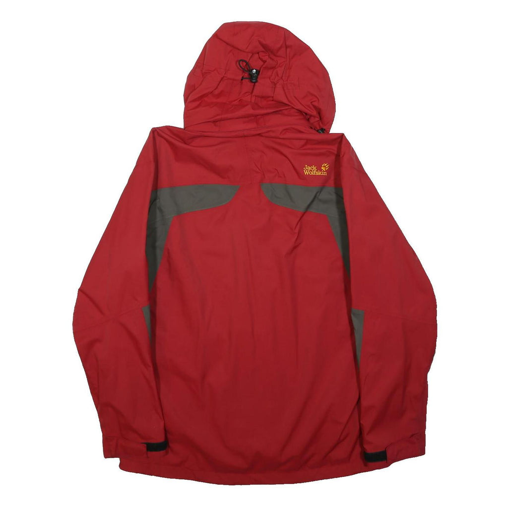 JACK WOLFSKIN Mens Red & Grey Outdoor Jacket M Polyester Waterproof Hooded Zip