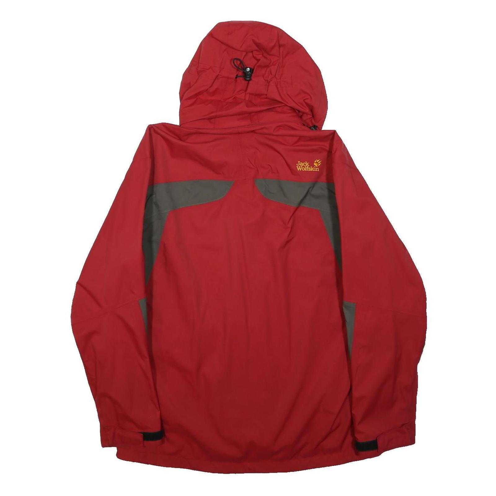 JACK WOLFSKIN Mens Red & Grey Outdoor Jacket M Polyester Waterproof Hooded Zip