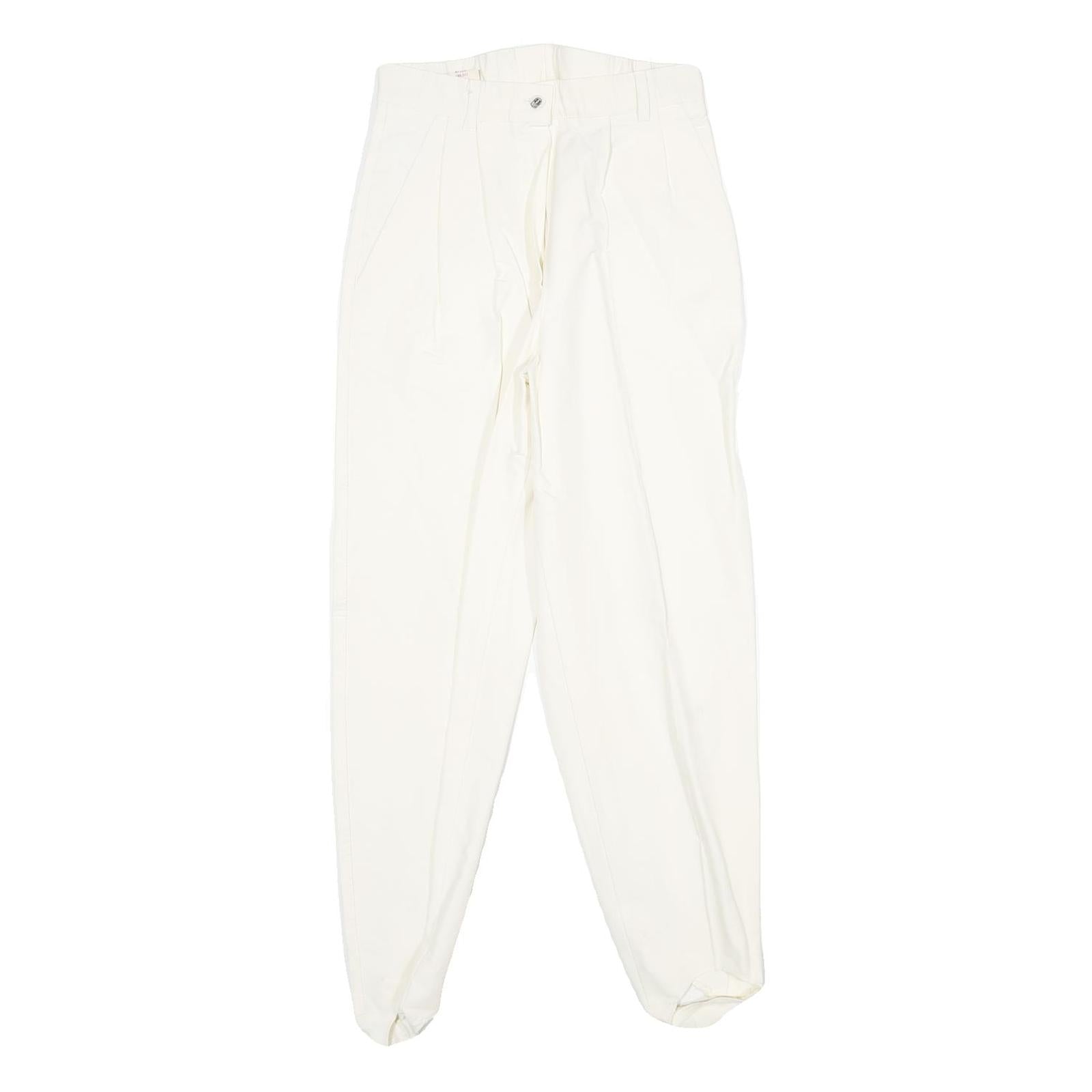 Womens Viscose Blend White Regular Fit Stirrup Trousers W26 L27 Stylish Classic