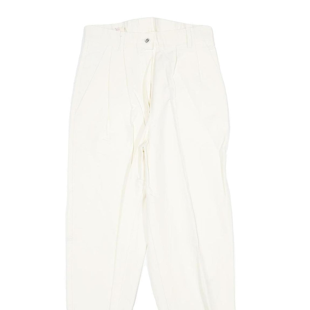 Womens Viscose Blend White Regular Fit Stirrup Trousers W26 L27 Stylish Classic