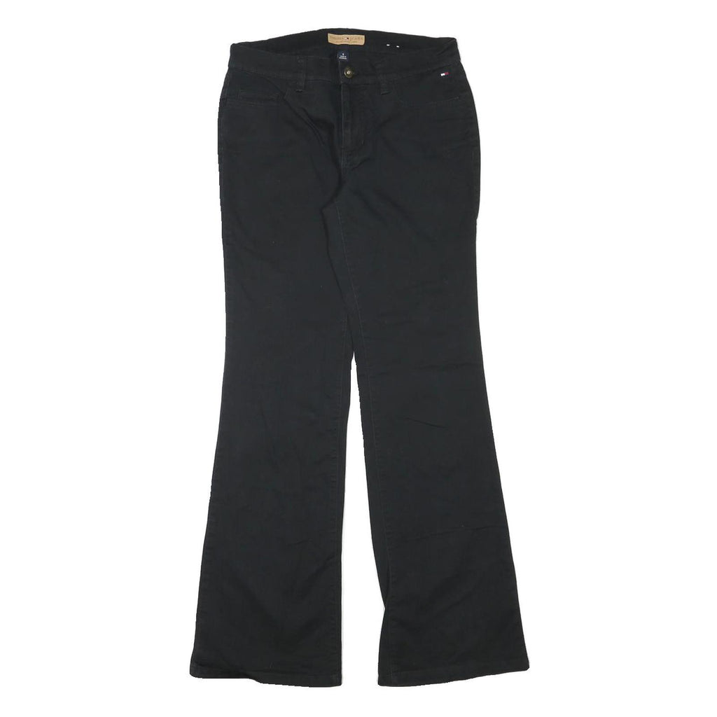 TOMMY HILFIGER Womens Cotton Blend Black Regular Flared Trousers W28 L31