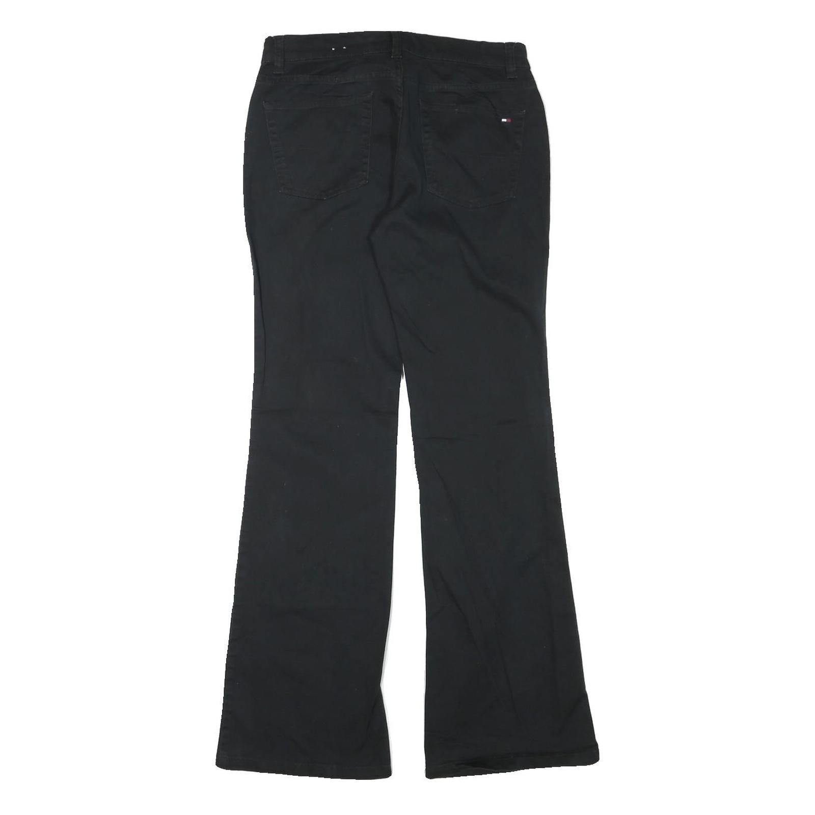 TOMMY HILFIGER Womens Cotton Blend Black Regular Flared Trousers W28 L31