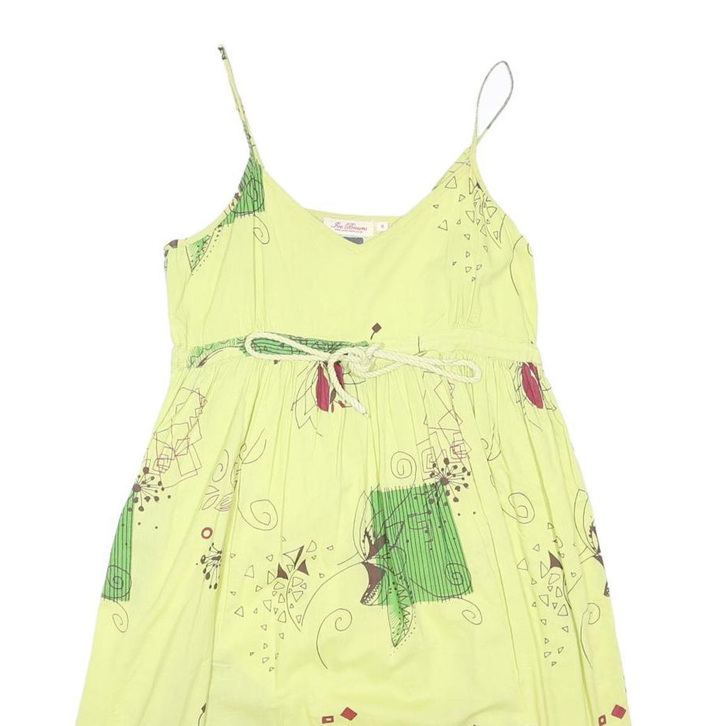 JOE BROWNS Womens Yellow Cotton Blend Strappy Day Dress S Floral Print