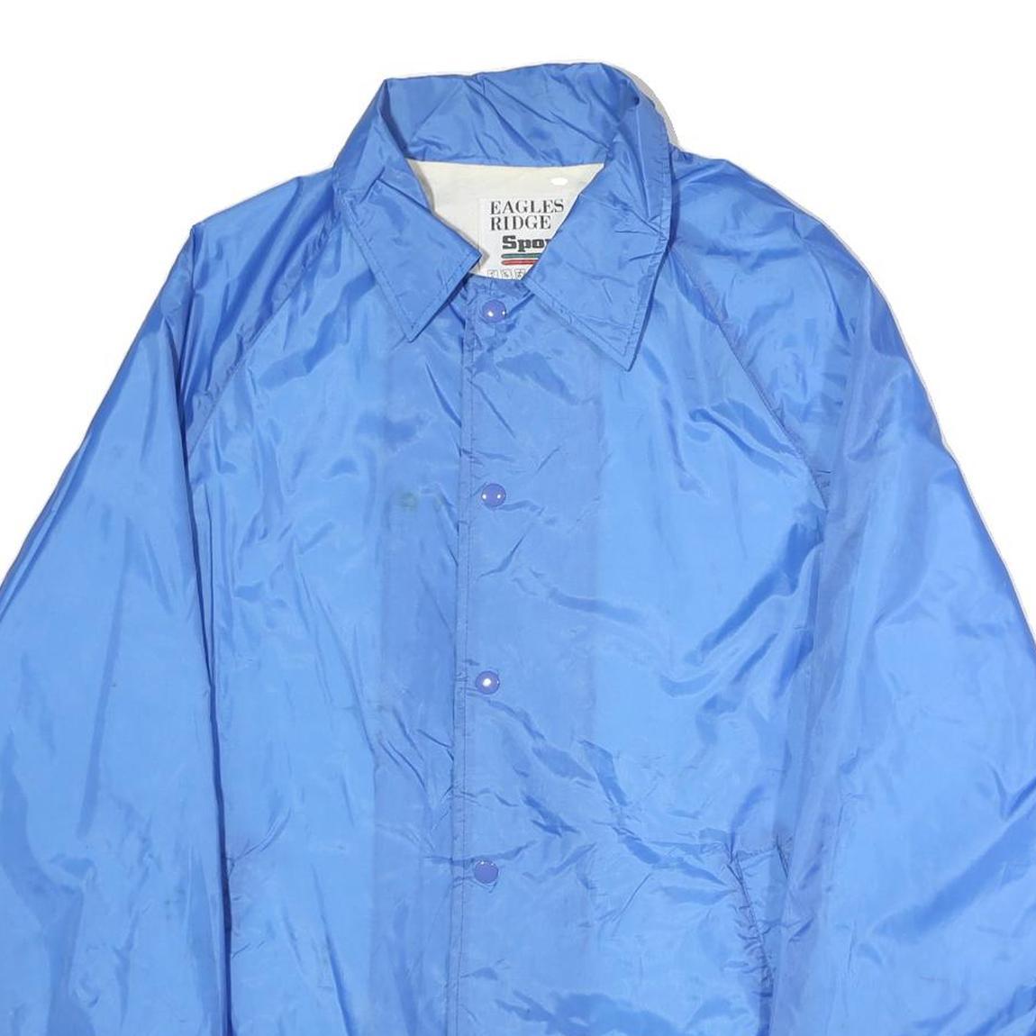 EAGLES RIDGE Mens Blue Nylon Button Jacket M Plain Lightweight Casual Wear