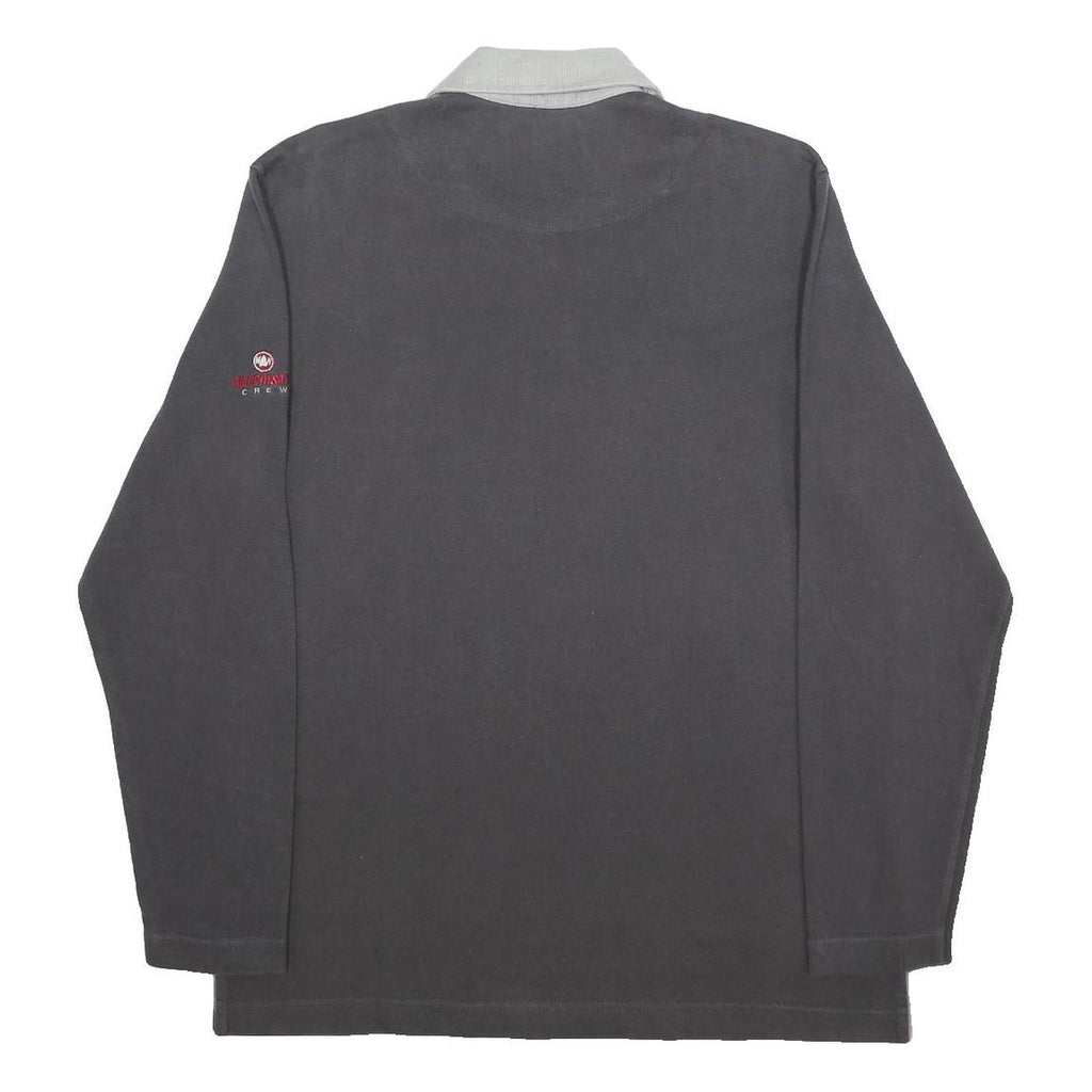 MURPHY & NYE Mens Grey & Light Grey Long Sleeve Polo Shirt M Crewneck Cotton