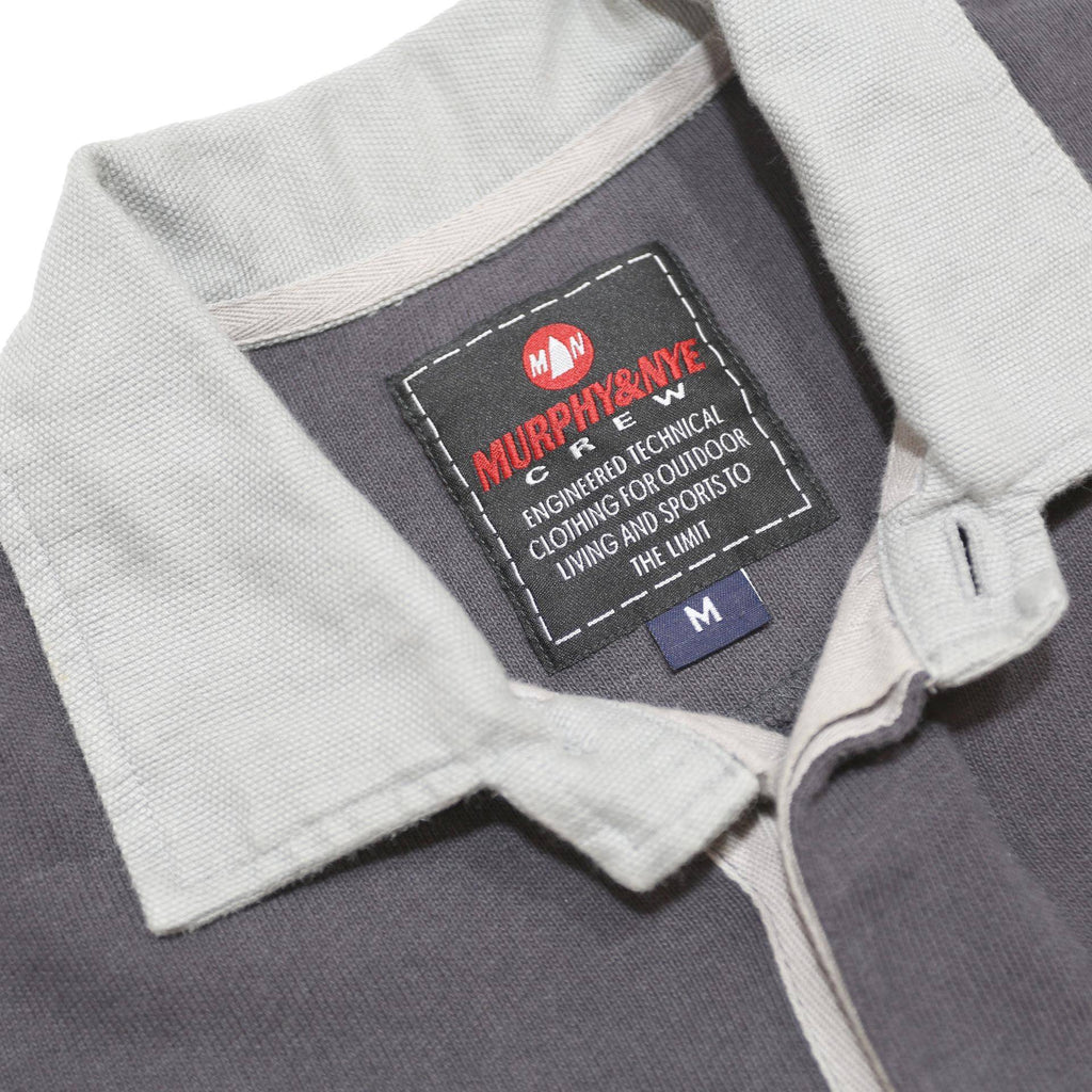 MURPHY & NYE Mens Grey & Light Grey Long Sleeve Polo Shirt M Crewneck Cotton
