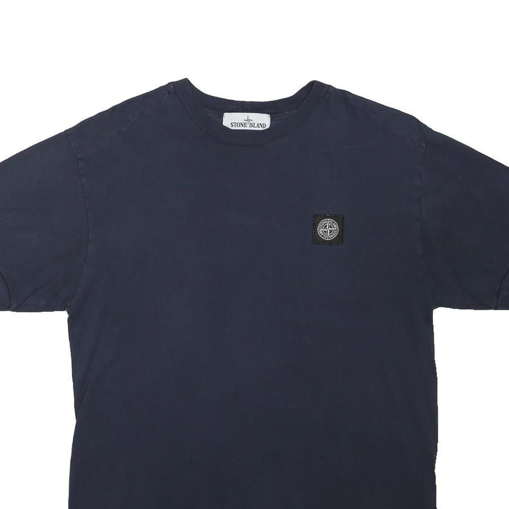 STONE ISLAND Mens Navy Blue Graphic T-Shirt M Short Sleeve Crew Neck Logo Patch