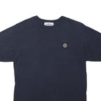 STONE ISLAND Mens Navy Blue Graphic T-Shirt M Short Sleeve Crew Neck Logo Patch