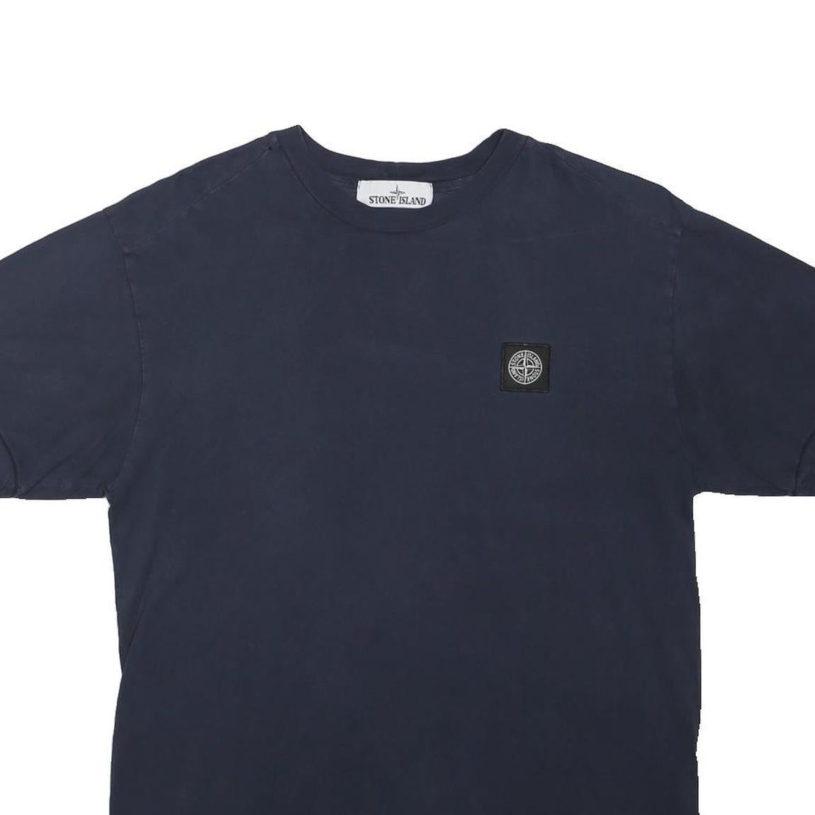 STONE ISLAND Mens Navy Blue Graphic T-Shirt M Short Sleeve Crew Neck Logo Patch