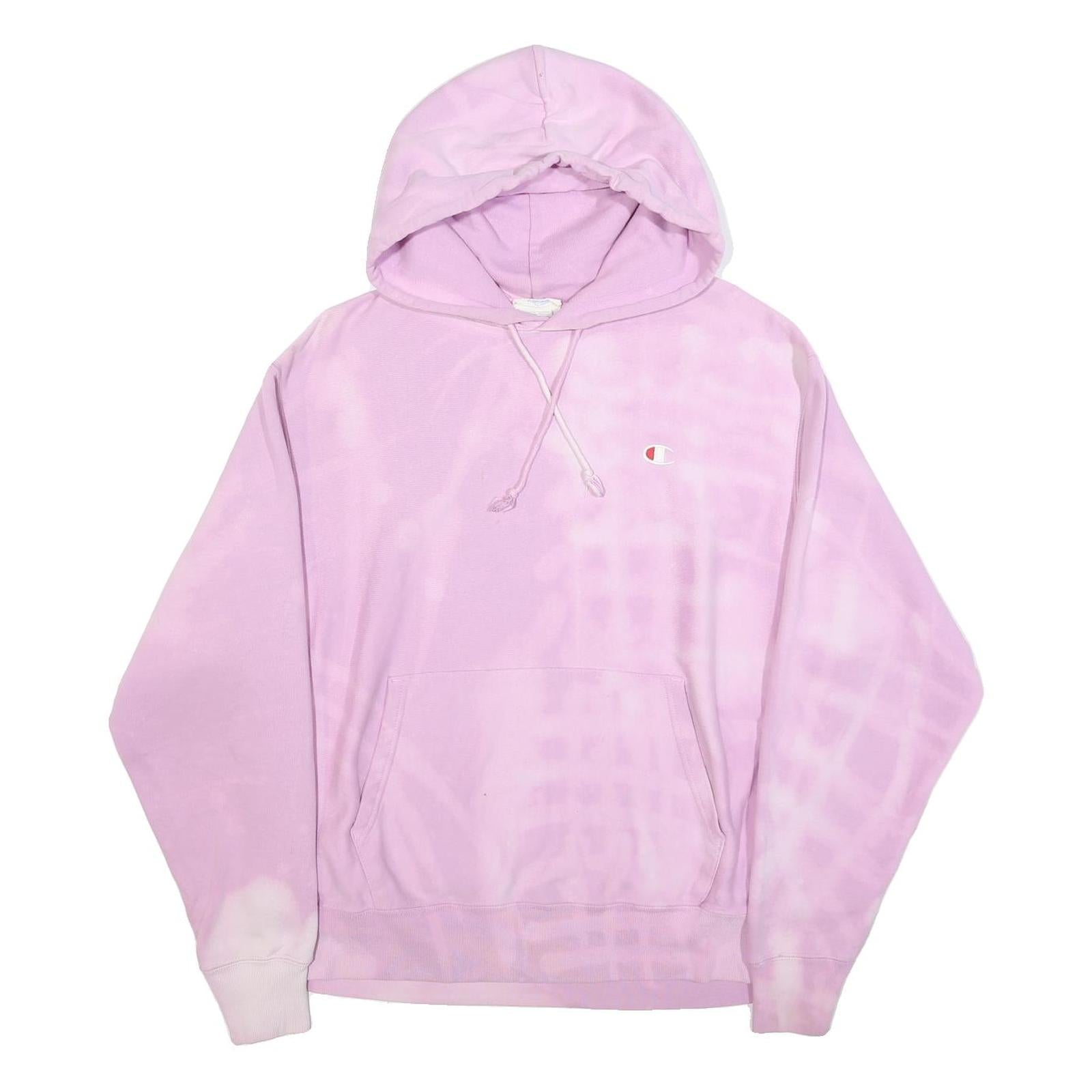 CHAMPION REVERSE WEAVE Womens Pink Tie Dye Pullover Hoodie L Casual Sweatshirt