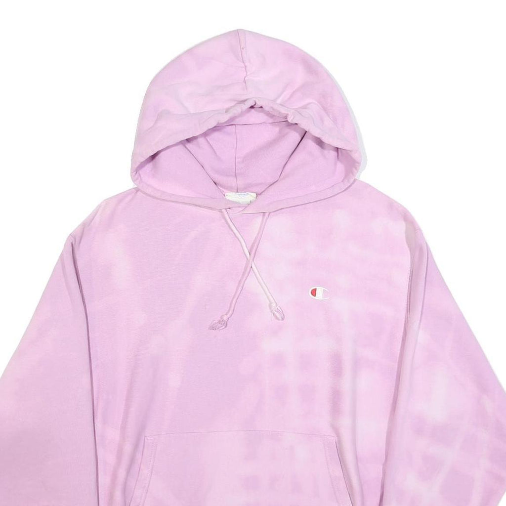 CHAMPION REVERSE WEAVE Womens Pink Tie Dye Pullover Hoodie L Casual Sweatshirt