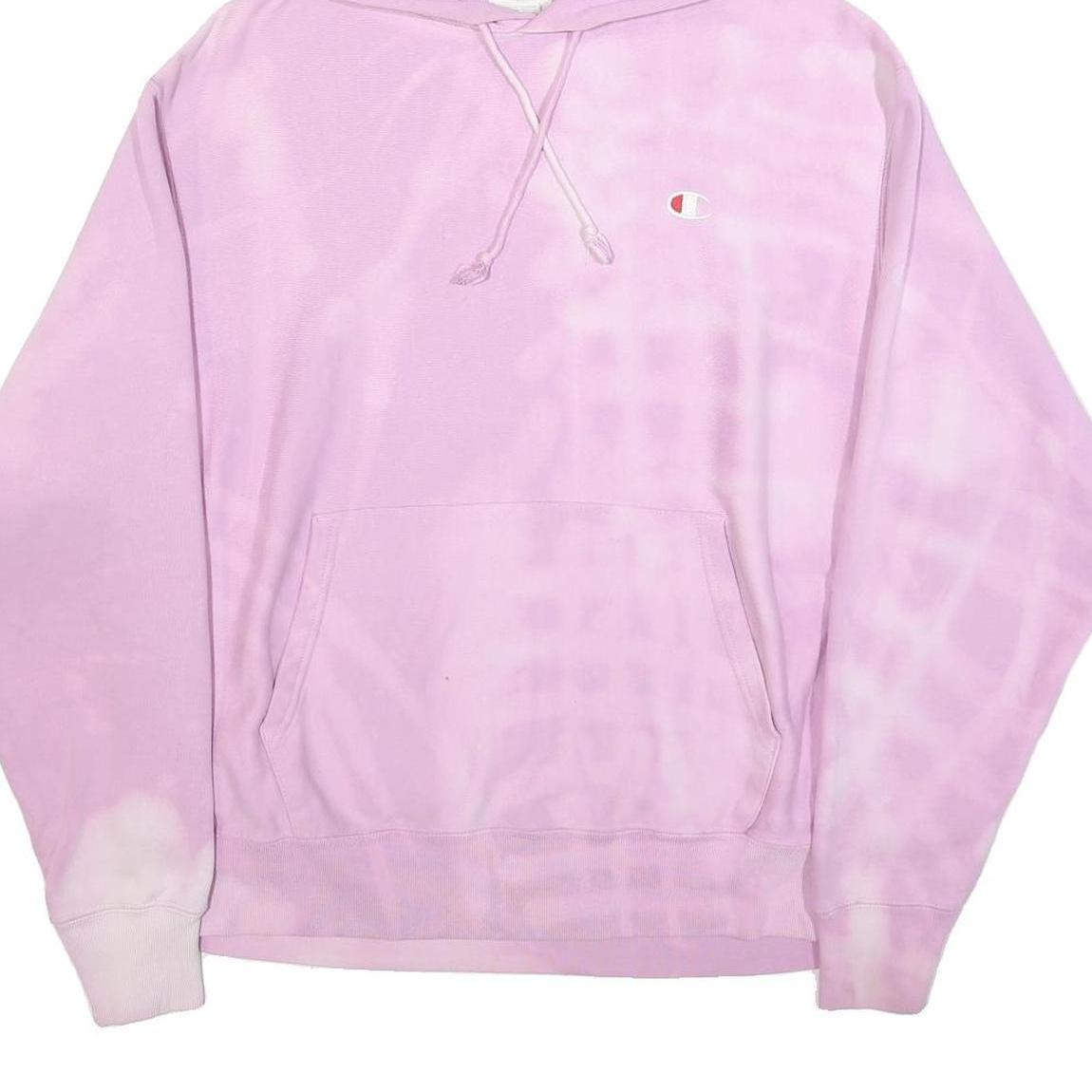 CHAMPION REVERSE WEAVE Womens Pink Tie Dye Pullover Hoodie L Casual Sweatshirt