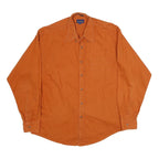 CLUB ROOM Mens Orange Cotton Long Sleeve Shirt L Casual Buttoned Pocket