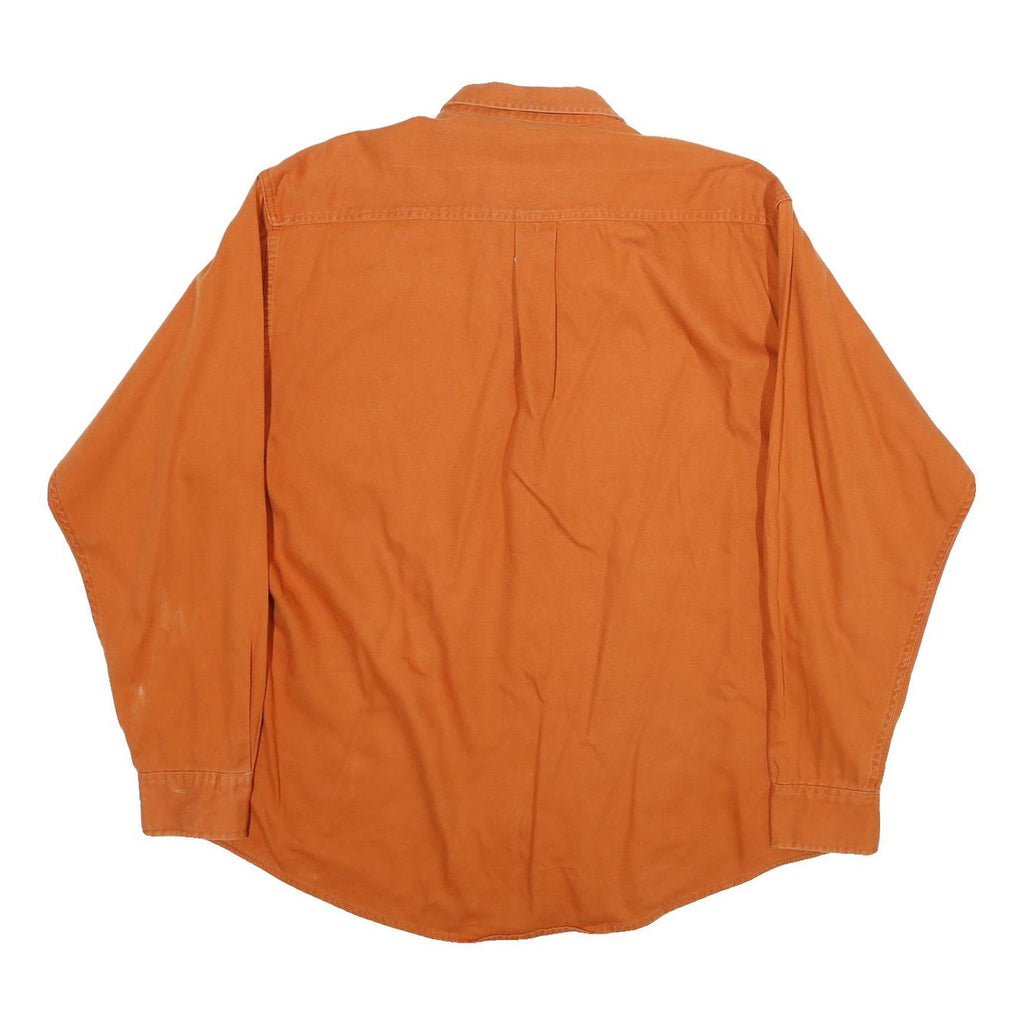 CLUB ROOM Mens Orange Cotton Long Sleeve Shirt L Casual Buttoned Pocket