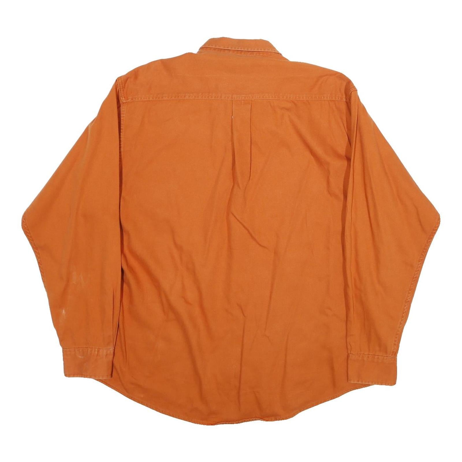 CLUB ROOM Mens Orange Cotton Long Sleeve Shirt L Casual Buttoned Pocket