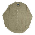 RALPH LAUREN Mens Beige Long Sleeve Cotton Blend Shirt L Classic Polo