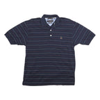 TOMMY HILFIGER Mens Blue Striped Polo Shirt S Classic Fit Cotton Short Sleeve
