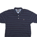 TOMMY HILFIGER Mens Blue Striped Polo Shirt S Classic Fit Cotton Short Sleeve