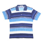 FILA Mens Blue & White Striped Short Sleeve Polo Shirt M Cotton Blend Casual