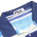 FILA Mens Blue & White Striped Short Sleeve Polo Shirt M Cotton Blend Casual