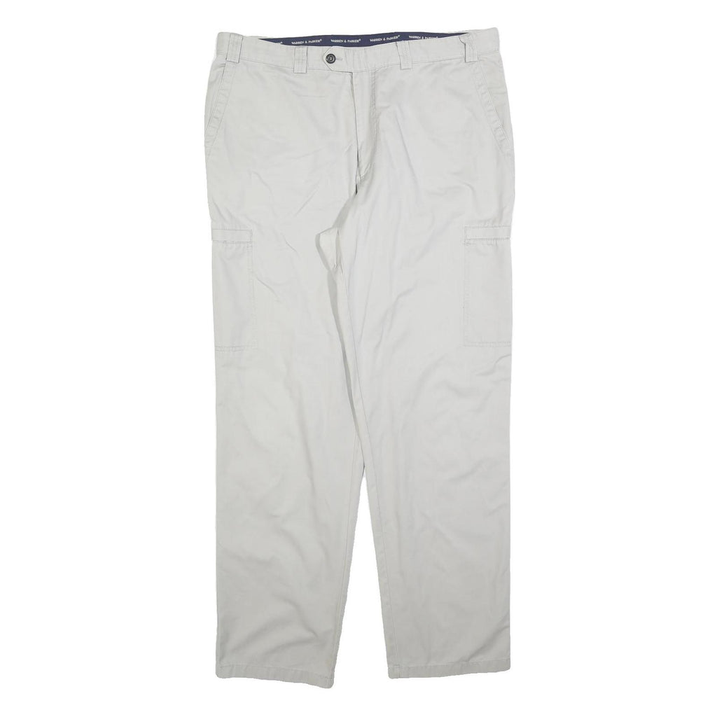 WARREN & PARKER Mens Cotton Blend Regular Straight Beige Trousers W40 L34 Casual