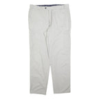 WARREN & PARKER Mens Cotton Blend Regular Straight Beige Trousers W40 L34 Casual
