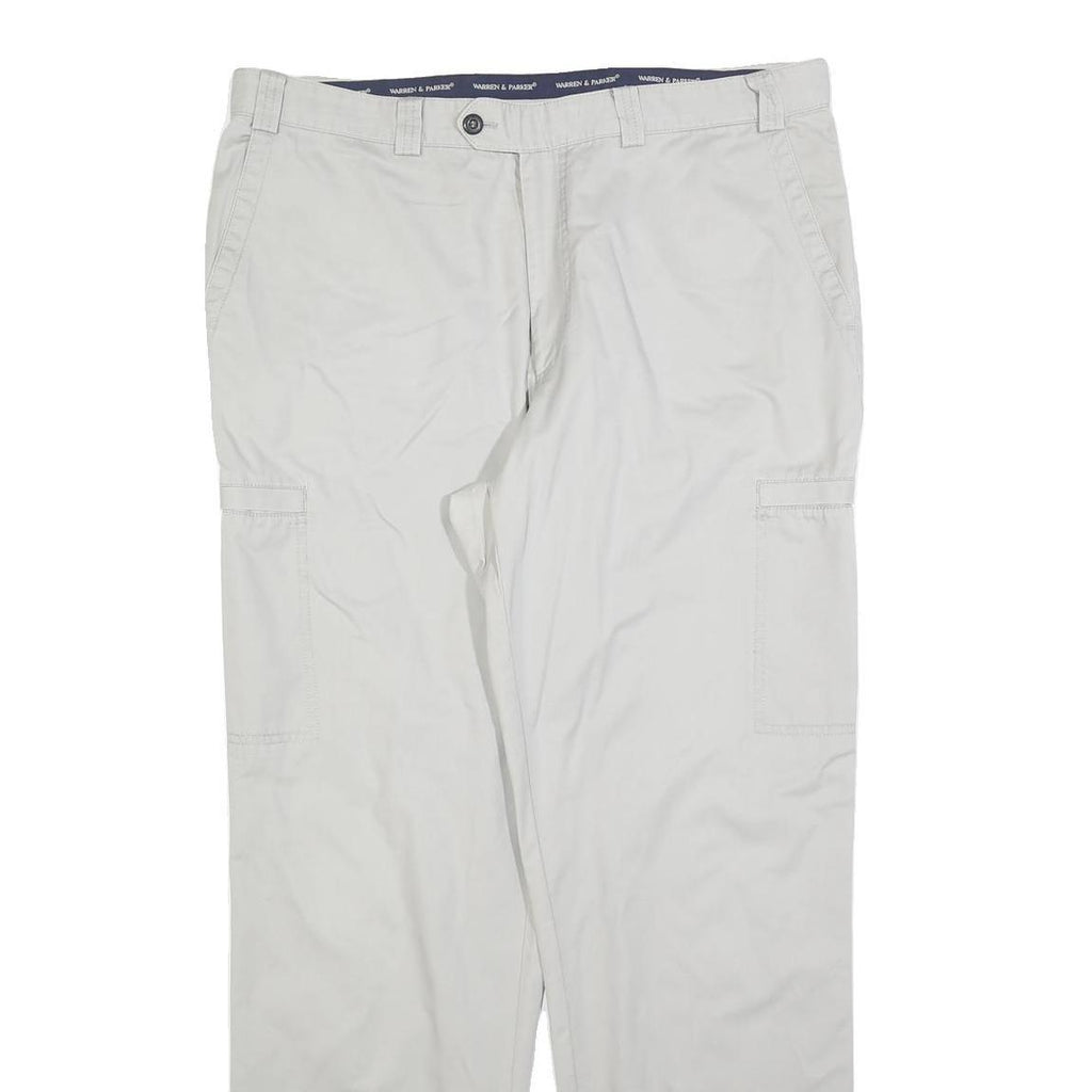 WARREN & PARKER Mens Cotton Blend Regular Straight Beige Trousers W40 L34 Casual