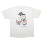 JERZEES Mens White Red Skeleton Graphic T-Shirt L Short Sleeve Crew Neck