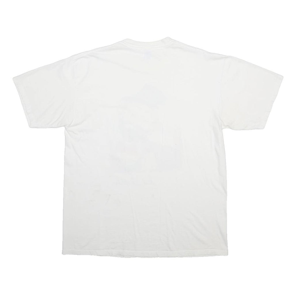 JERZEES Mens White Red Skeleton Graphic T-Shirt L Short Sleeve Crew Neck
