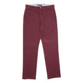TOMMY HILFIGER Mens Regular Burgundy Cotton Blend Trousers W28 L30 Classic Zip