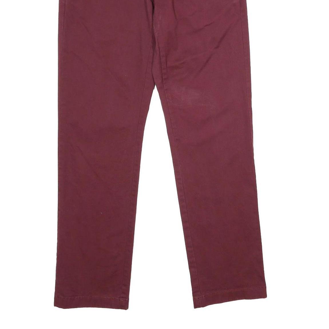 TOMMY HILFIGER Mens Regular Burgundy Cotton Blend Trousers W28 L30 Classic Zip