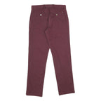 TOMMY HILFIGER Mens Regular Burgundy Cotton Blend Trousers W28 L30 Classic Zip
