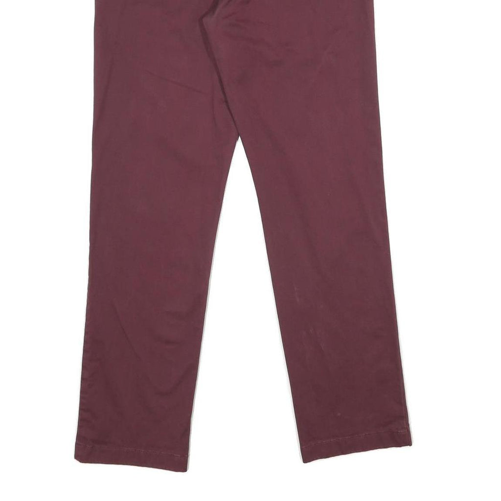 TOMMY HILFIGER Mens Regular Burgundy Cotton Blend Trousers W28 L30 Classic Zip