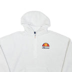 ELLESSE Womens White ¼ Zip Hoodie Soft Fleece Cropped UK 8