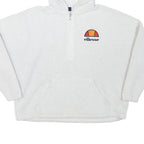 ELLESSE Womens White ¼ Zip Hoodie Soft Fleece Cropped UK 8