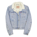 LEVI'S Womens Blue & Cream Denim Sherpa Jacket M Cotton Blend Button Closure