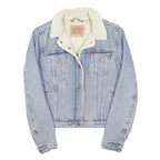 LEVI'S Womens Blue & Cream Denim Sherpa Jacket M Cotton Blend Button Closure