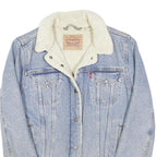 LEVI'S Womens Blue & Cream Denim Sherpa Jacket M Cotton Blend Button Closure