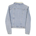 LEVI'S Womens Blue & Cream Denim Sherpa Jacket M Cotton Blend Button Closure