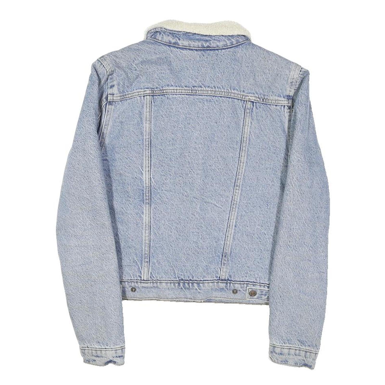 LEVI'S Womens Blue & Cream Denim Sherpa Jacket M Cotton Blend Button Closure