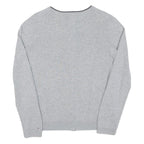 TOMMY HILFIGER Womens Grey Patterned Button Up Crew Neck Basic Knit S Cotton