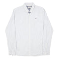 HILFIGER DENIM Mens White & Blue Stripe Long Sleeve Shirt L Classic Cotton